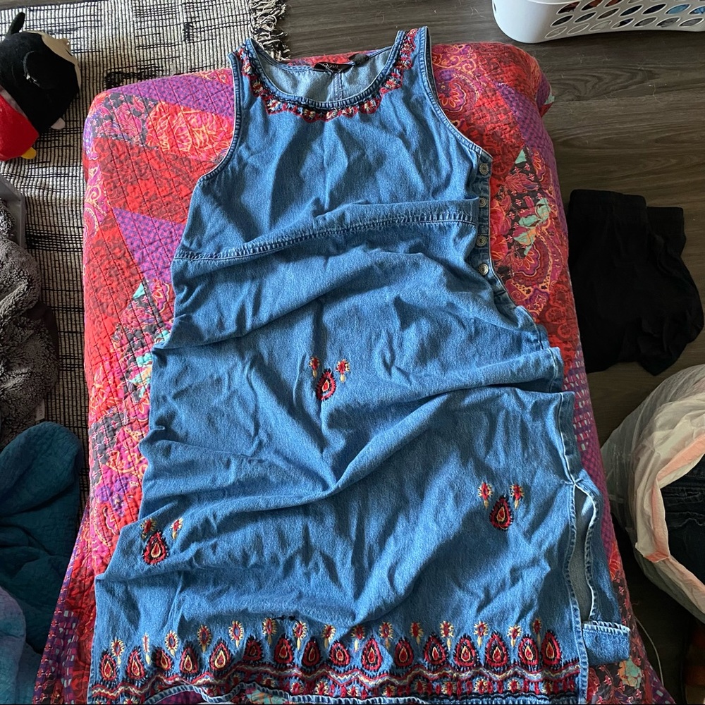 Denim Embroidered Dress